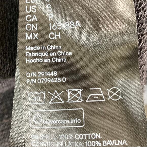 H&M gold button black sweatshirt, women's small cotton crew neck long sleeve top - Picture 5 of 7